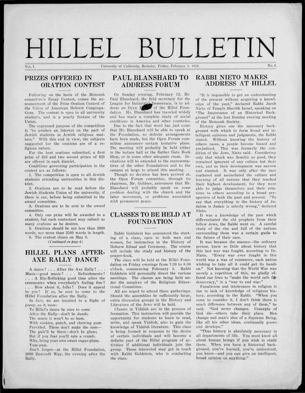 1928-02-03 — Hillel Bulletin no. 4