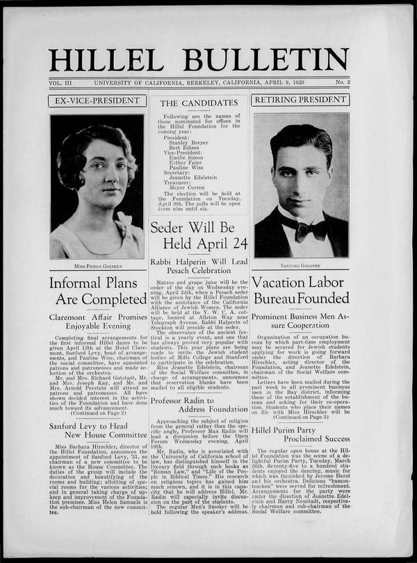 1929-04-09 — Hillel Bulletin no. 2