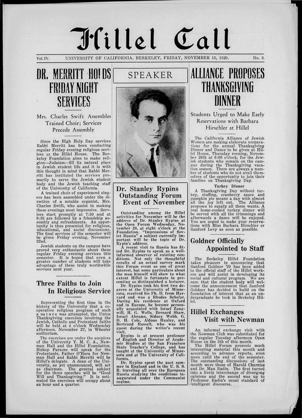 1929-11-15 — Hillel Call (Berkeley, Calif. : 1929) no. 3