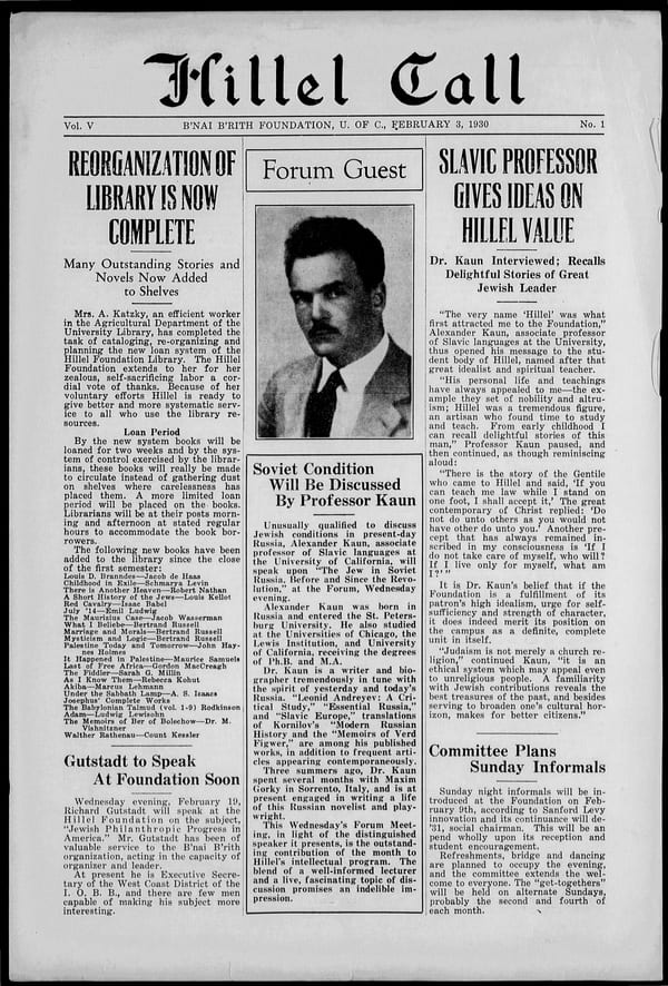 1930-02-03 — Hillel Call (Berkeley, Calif. : 1929) no. 1