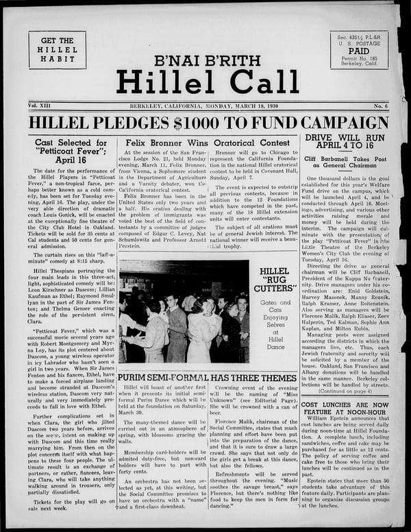 1930-03-18 — B’nai B’rith Hillel Call no. 6