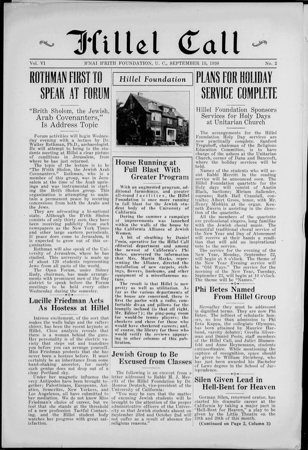 1930-09-15 — Hillel Call (Berkeley, Calif. : 1929) no. 2