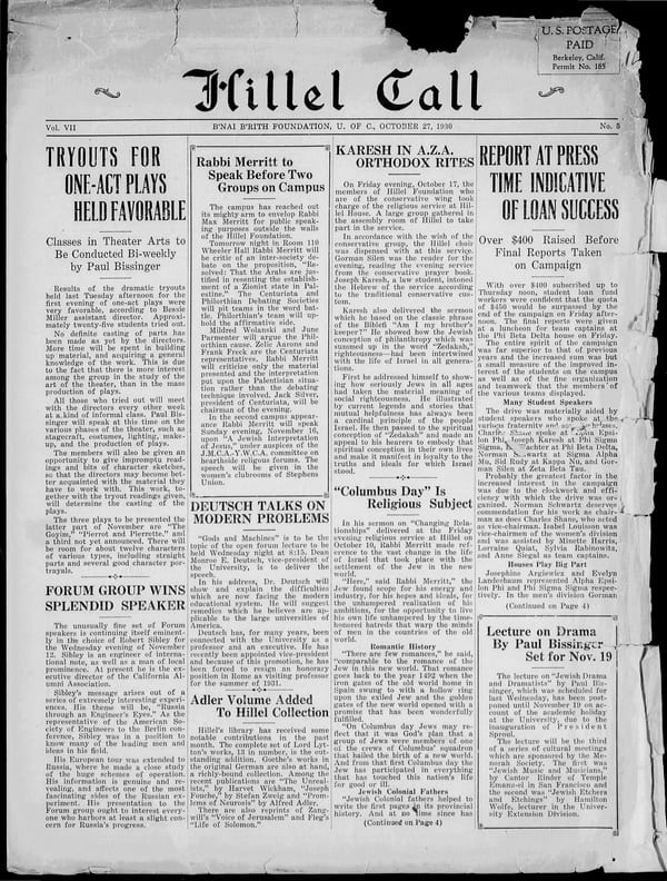 1930-10-27 — Hillel Call (Berkeley, Calif. : 1929) no. 5