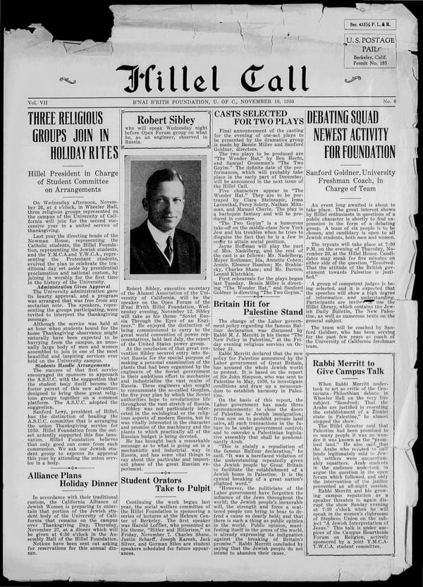 1930-11-10 — Hillel Call (Berkeley, Calif. : 1929) no. 6