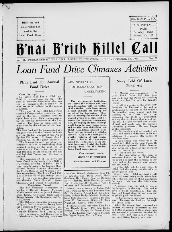 1933-10-23 — B’nai B’rith Hillel Call no. 27