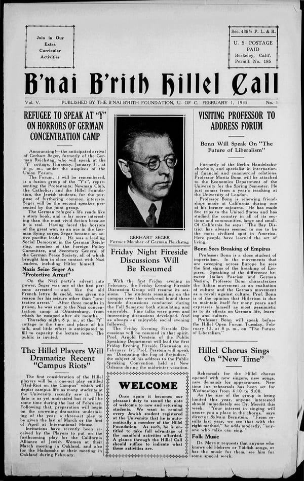 1935-02-01 — B’nai B’rith Hillel Call no. 1