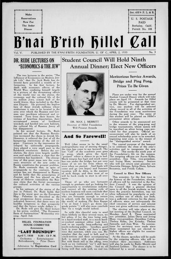 1935-04-02 — B’nai B’rith Hillel Call no. 3