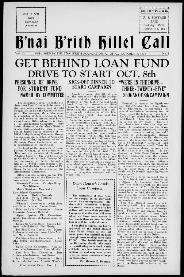 1936-10-05 — B’nai B’rith Hillel Call no. 2