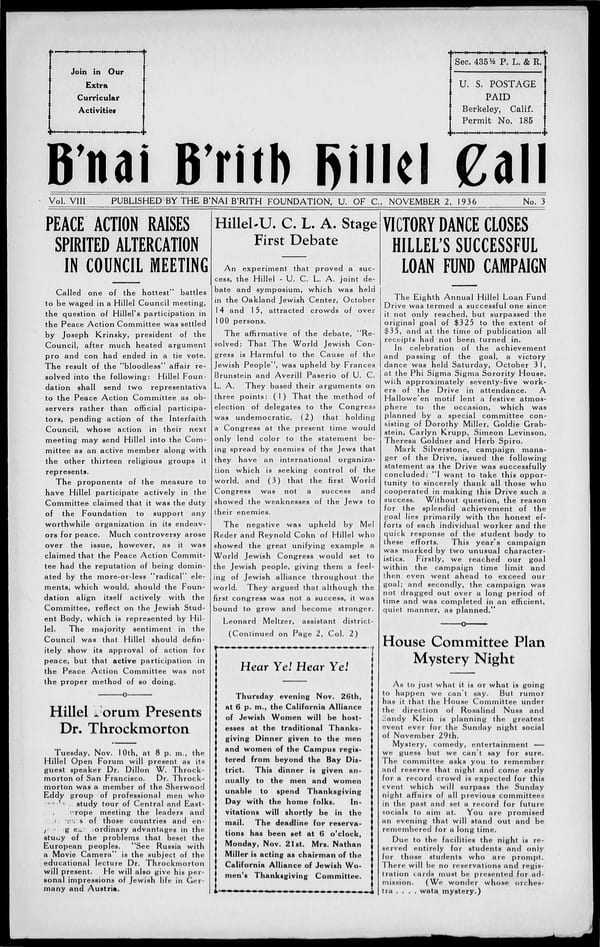 1936-11-02 — B’nai B’rith Hillel Call no. 3