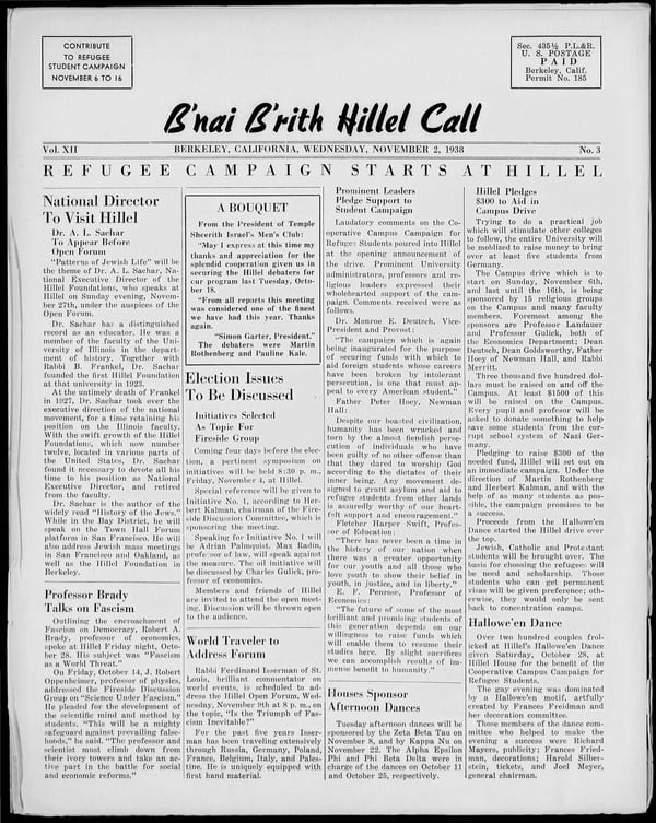 1938-11-02 — B’nai B’rith Hillel Call no. 3