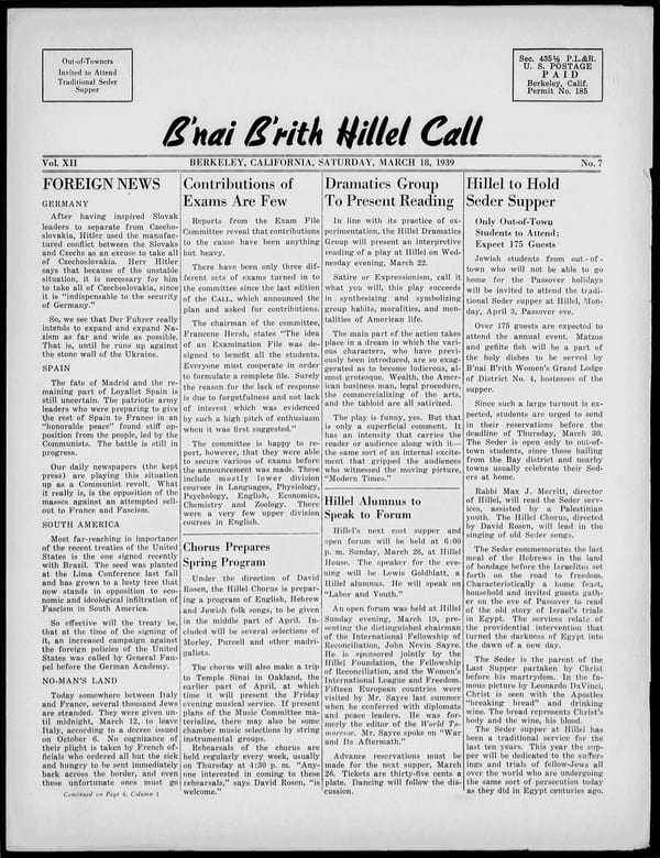 1939-03-18 — B’nai B’rith Hillel Call no. 7