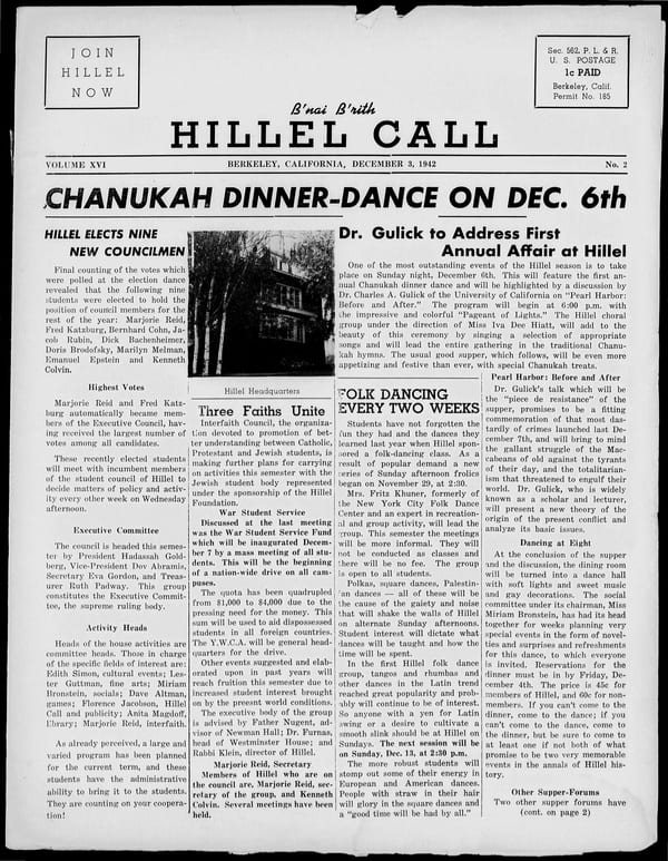 1942-12-03 — B’nai B’rith Hillel Call no. 2