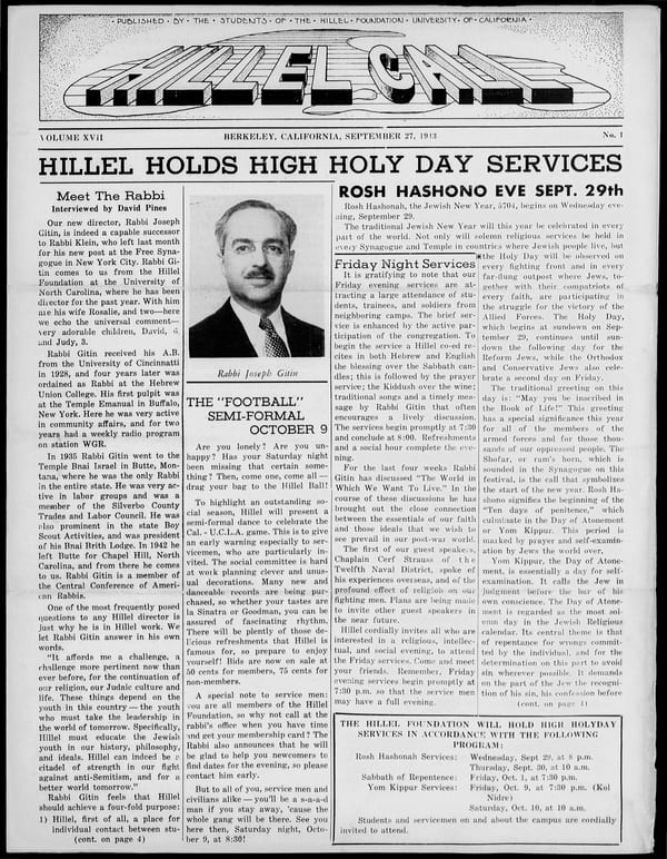 1943-09-27 — Hillel Call (Berkeley, Calif. : 1943) no. 1