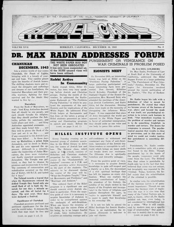 1943-12-18 — Hillel Call (Berkeley, Calif. : 1943) no. 2