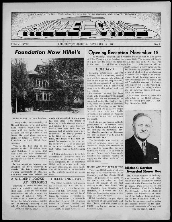 1944-11-10 — Hillel Call (Berkeley, Calif. : 1943) no. 1