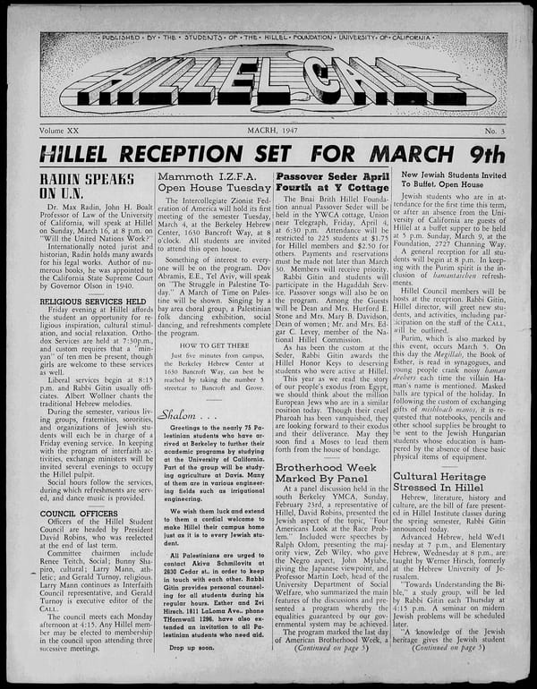 1947-03-01 — Hillel Call (Berkeley, Calif. : 1943) no. 3