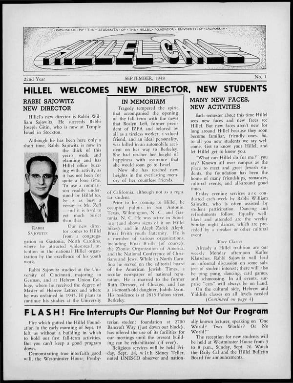 1948-09-01 — Hillel Call (Berkeley, Calif. : 1943) no. 1