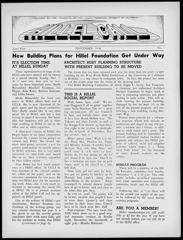 1948-11-01 — Hillel Call (Berkeley, Calif. : 1943) no. 3