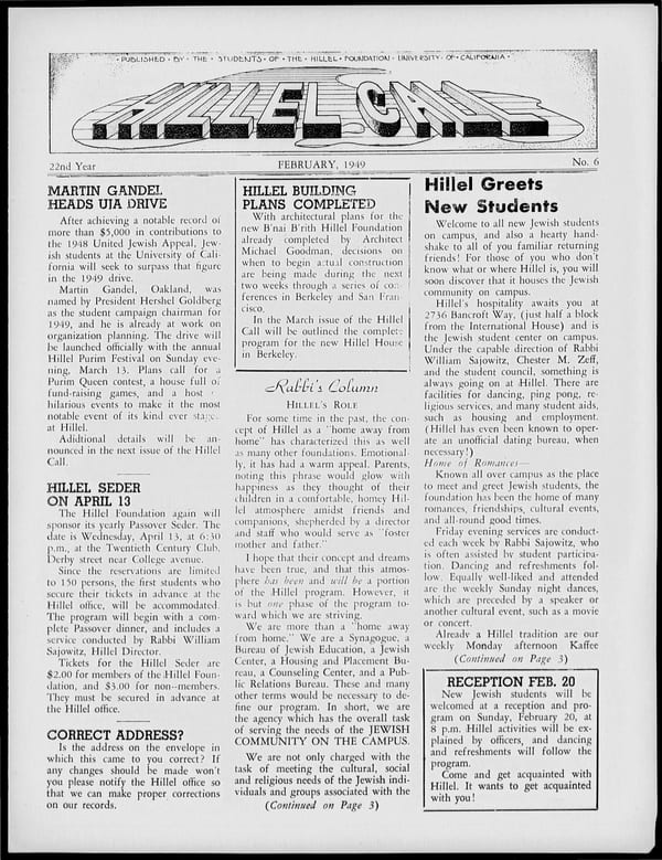 1949-02-01 — Hillel Call (Berkeley, Calif. : 1943) no. 6