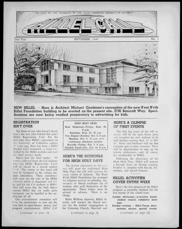 1949-09-01 — Hillel Call (Berkeley, Calif. : 1943) no. 1