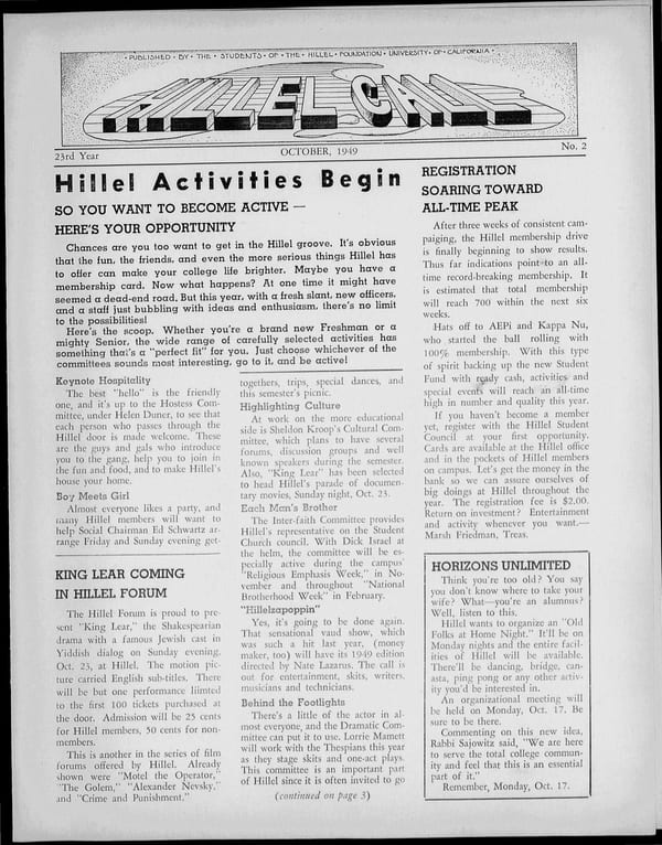 1949-10-01 — Hillel Call (Berkeley, Calif. : 1943) no. 2