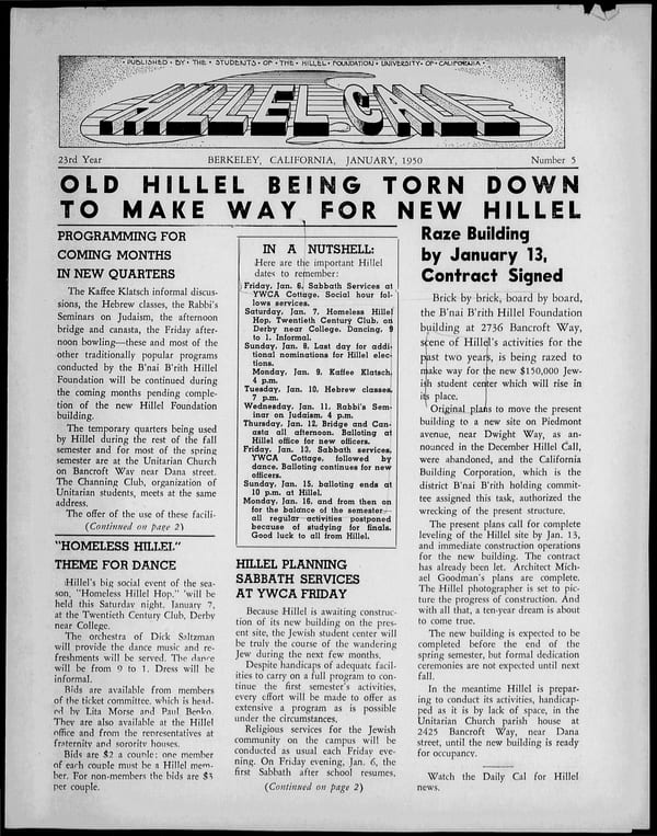1950-01-01 — Hillel Call (Berkeley, Calif. : 1943) no. 5