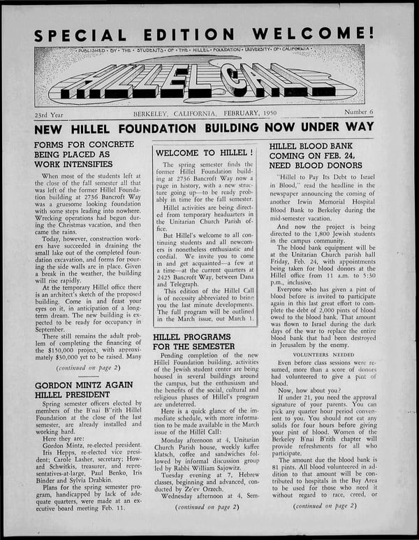 1950-02-01 — Hillel Call (Berkeley, Calif. : 1943) no. 6