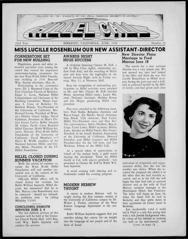 1950-06-01 — Hillel Call (Berkeley, Calif. : 1943) no. 10