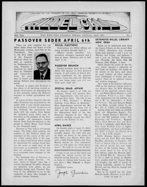 1955-04-01 — B’nai B’rith Hillel Call no. 4