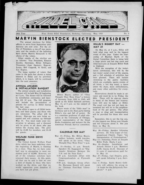 1955-05-01 — B’nai B’rith Hillel Call no. 5