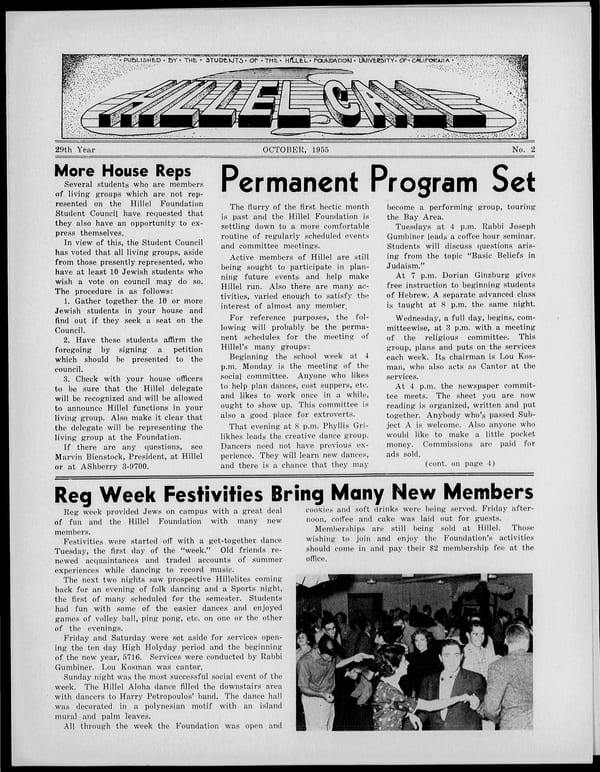 1955-10-01 — B’nai B’rith Hillel Call no. 2